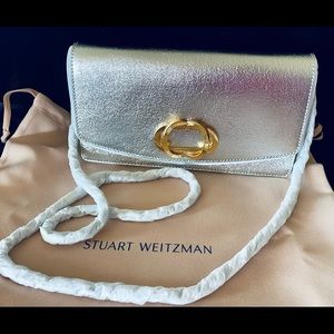 Stuart Weitzman Silver Cross Body Emelie brillante NWT In Box